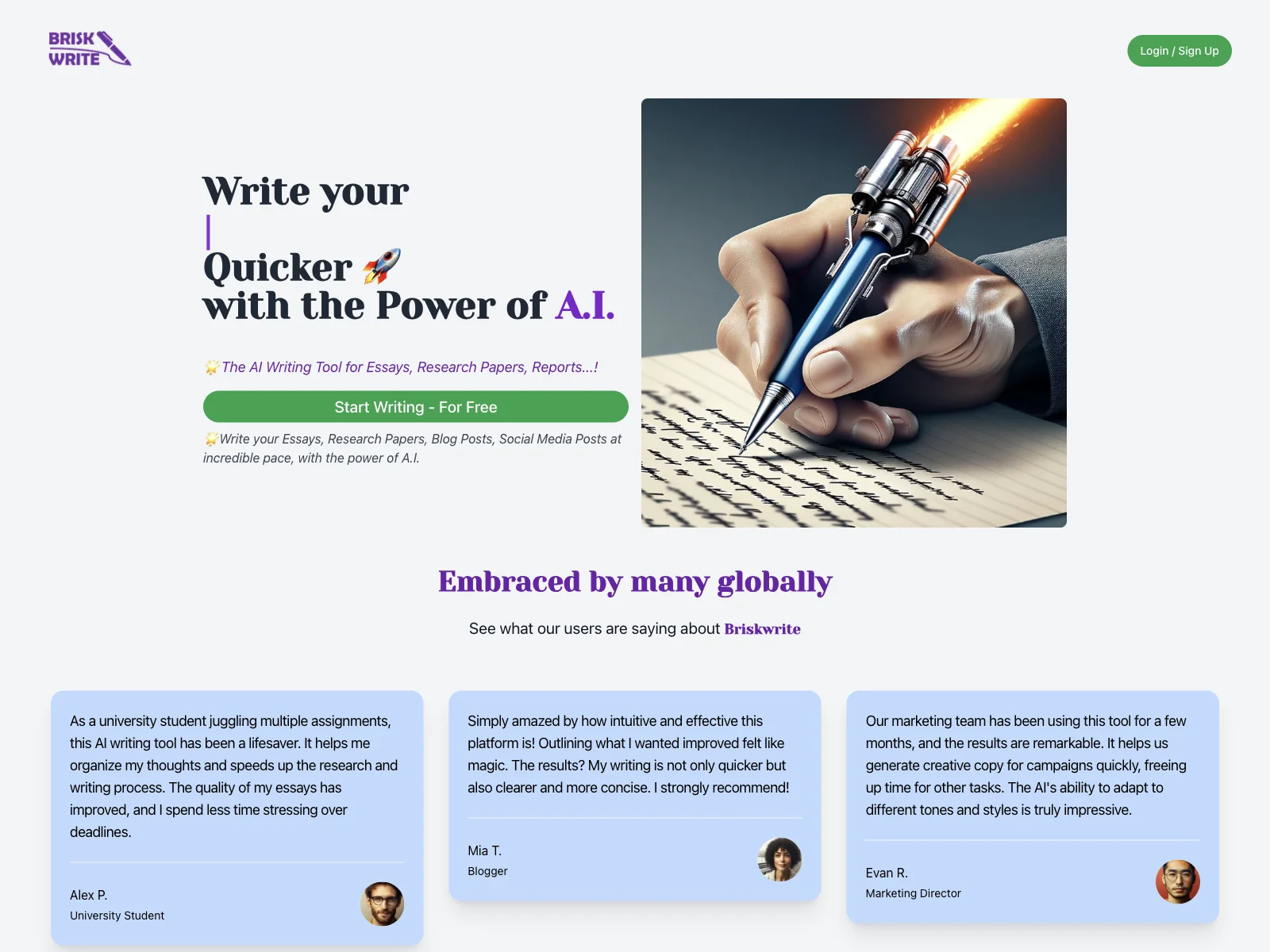 Brisk Write: Unleash Your Writing Potential with AI