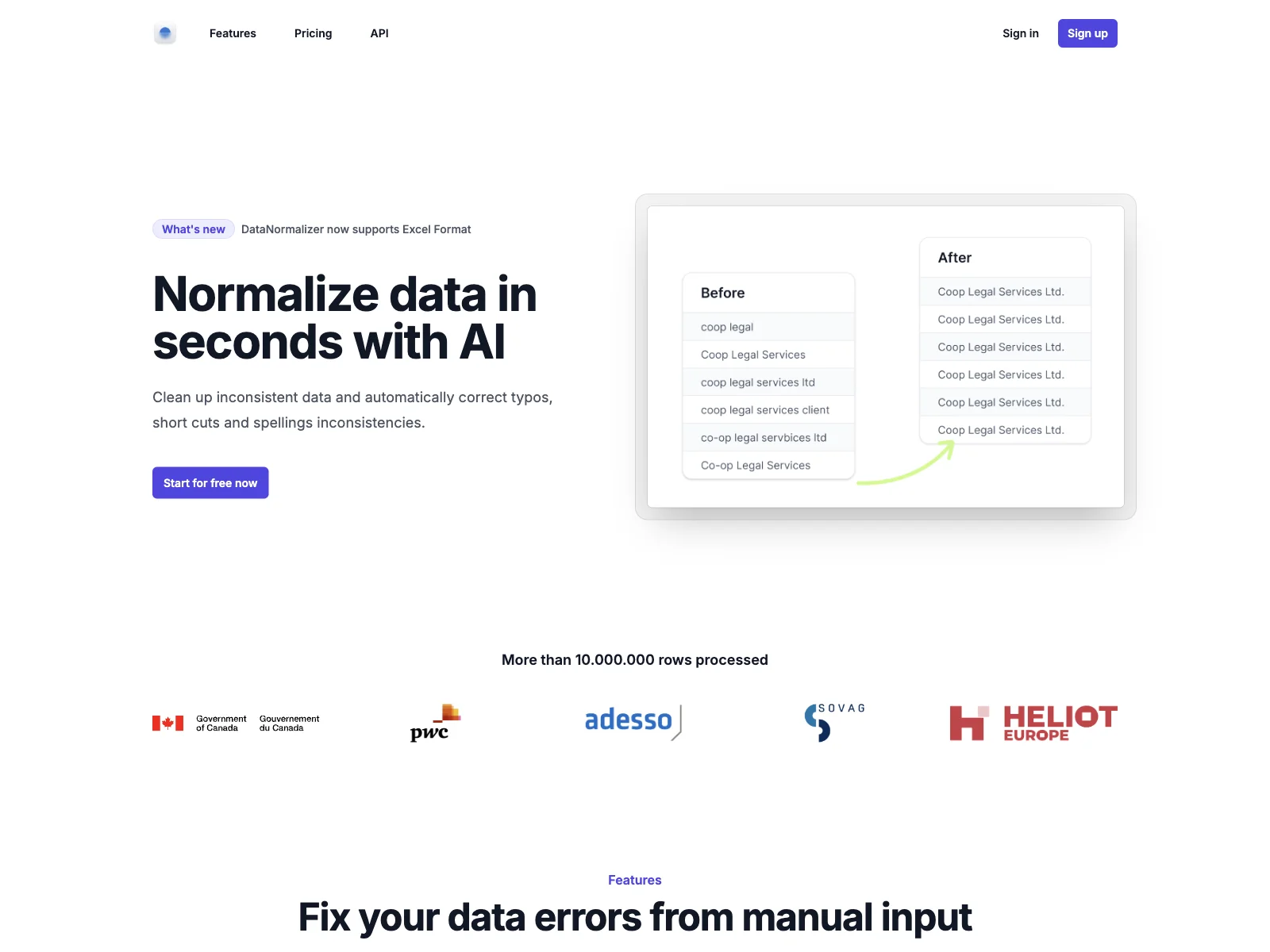 DataNormalizer: Quick and Efficient Data Cleaning with AI